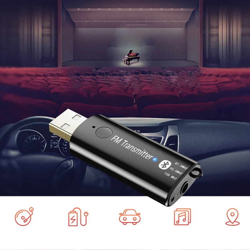 2 в 1 автомобильный беспроводной Bluetooth 5,0 передатчик приемник адаптер стерео аудио адаптер Fm аудио передача с 3,5 мм аудио кабина