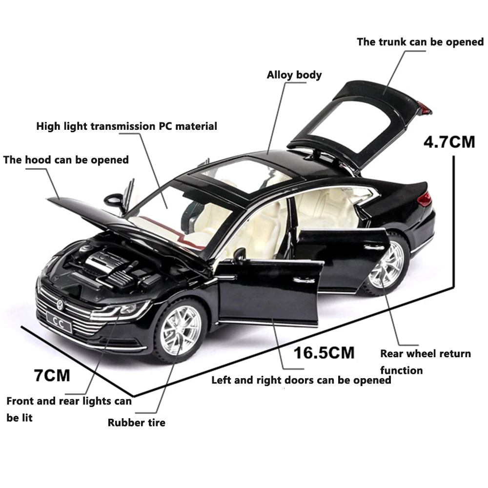 1:32 Volkswagen CC литая под давлением игрушка музыкальная с подсветкой машина транспортных средств Hot Wheel модель автомобиля металлический корпус