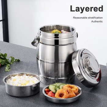 

Stainless Steel Lunch Pail Food Container Layered Lunch Box Vacuum Insulated Thermo Soup Bento Lunch Box
