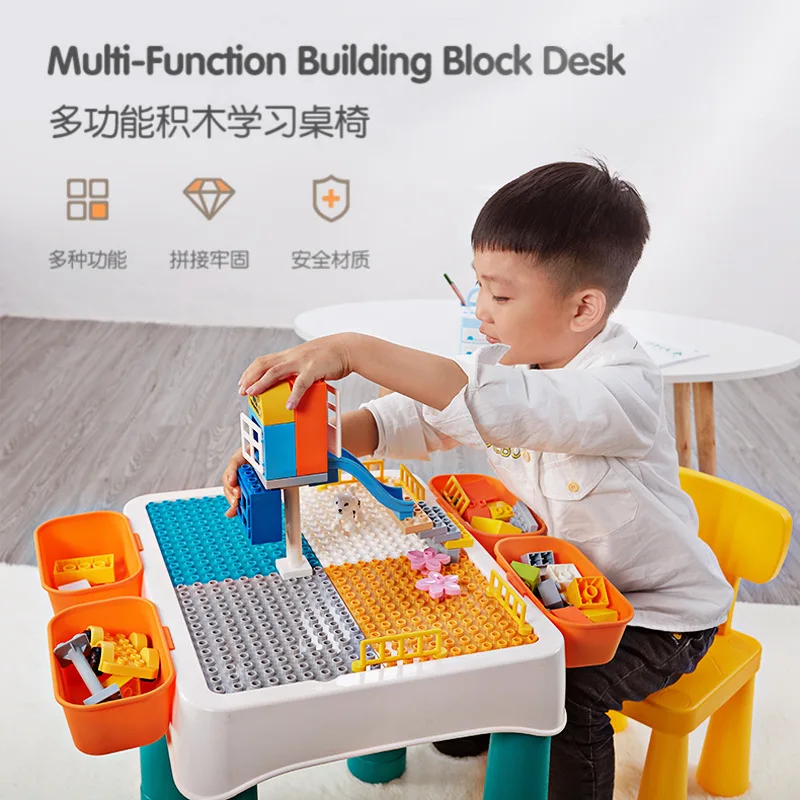 

Children Multi-functional Large Particles ji mu zhuo Assembled Educational GIRL'S And BOY'S Study Table Toy Compatible legao