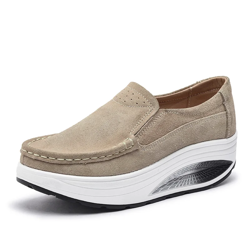 

2020 Spring Women Flats Shoes Flat Platform Slip On Casual Leather Sneakers Women Loafers Black Fabric Creepers Female