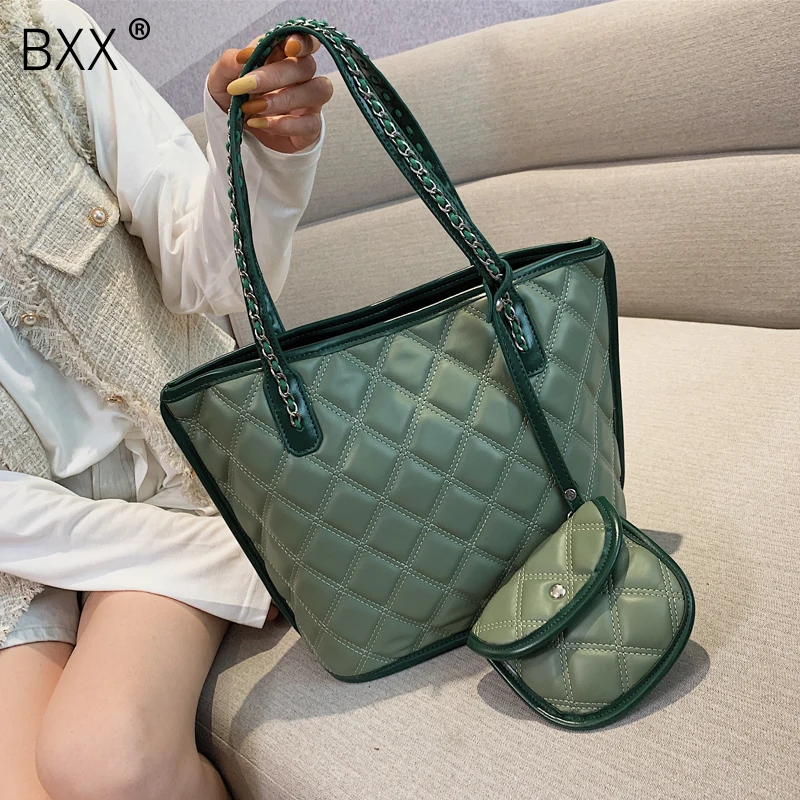 

[BXX] Women's Single Shoulder Crossbody Bag All-match Large Capacity Package 2019 Brand Designer Tide Diamond Lattice Tote HG769
