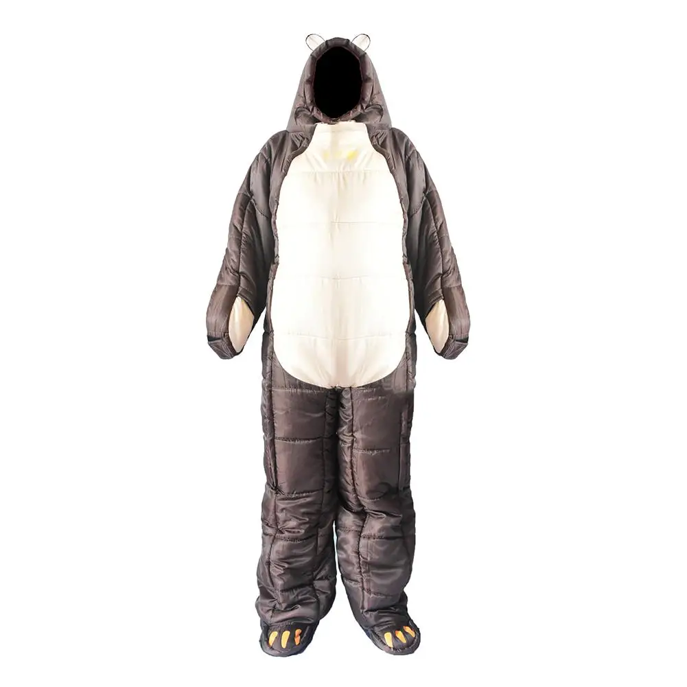 

Full Body Wearable Sleeping Bag Bear-shaped Brown Sleeping Pouch Waterproof Compression Stuff Sack Convenient Lightweight Sleep