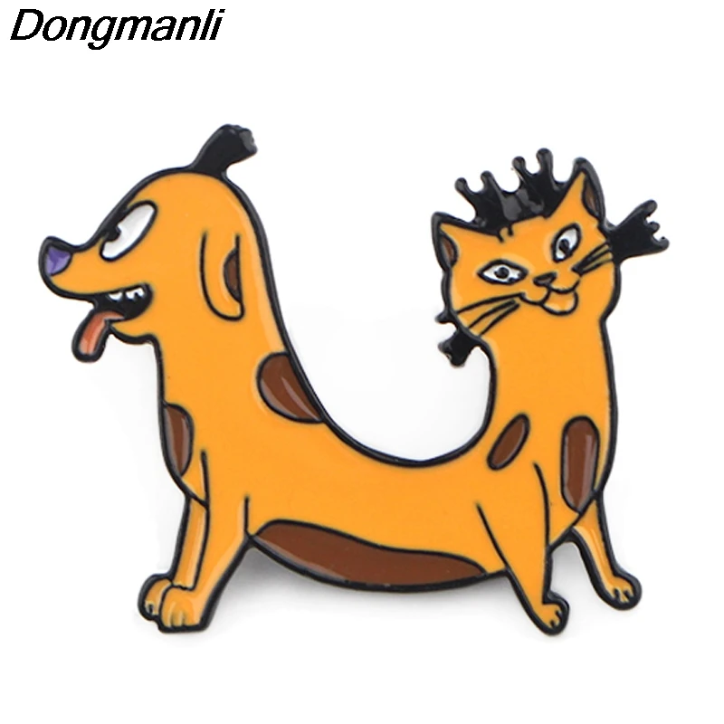 

P3933 Dongmanli Anime Jewelry Funny Cat and Dog Metal Enamel Pins and Brooches Cute Lapel Pin Badge Gifts