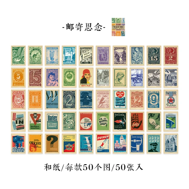 50pcs/lot Vintage Plant Stickers Junk Journal Retro Newspaper Stamp Ticket Stickers Label DIY Diary Album Scrapbooking Material 