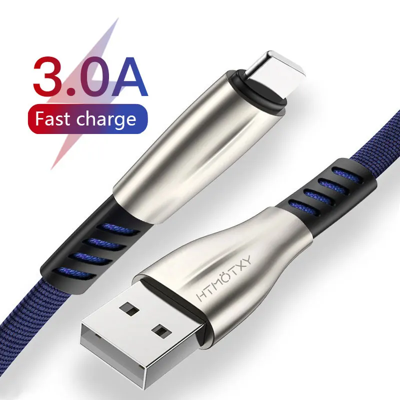 

HTMOTXY USB Cable Charger For iPhone X XS MAX XR 8 7 6 6S 5S SE ipad 3A Fast Charging Cable Data Cord Adapter Mobile Phone Wire