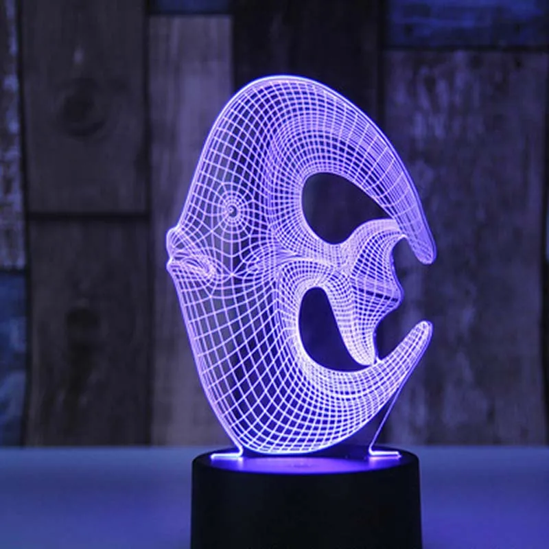 3d-иллюзионная лампа в виде странной рыбы светодиодсветодиодный ночные