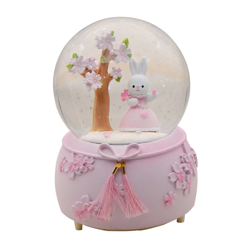 Creative Fairy Rabbit Music Box With Tassel Knot Flower Tree Crystal Ball Ornament Home Decoration Accessories Wedding Gift | Дом и сад