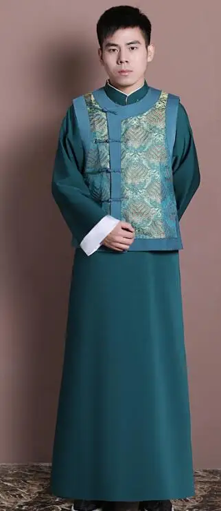 Традиционная китайская одежда для мужчин cheongsam китайский костюм Тан халат древний костюм национальный Свадебный костюм жениха - Цвет: Зеленый