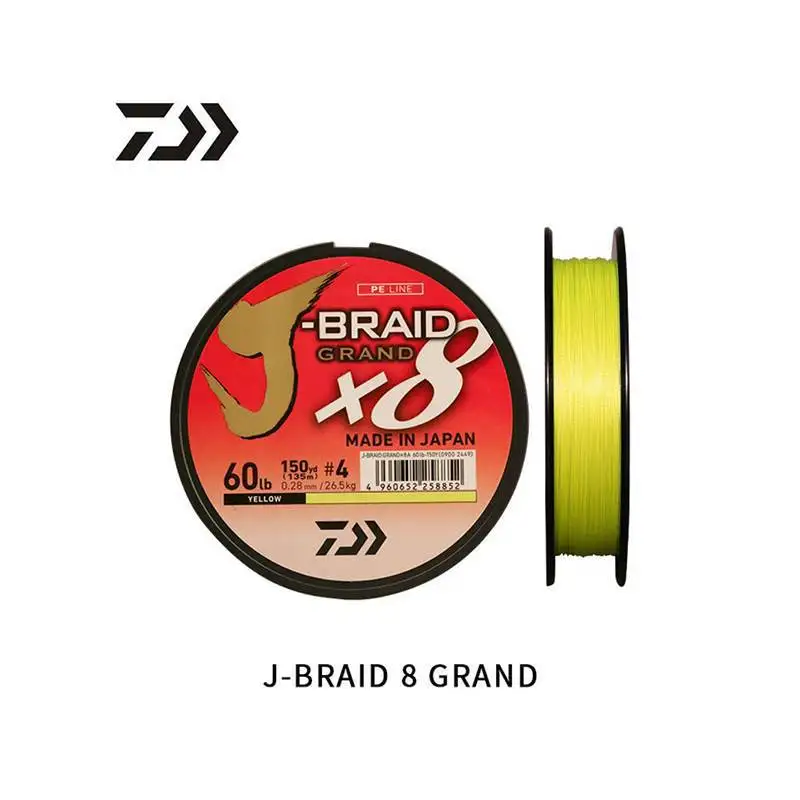 New Original DAIWA J-BRAID GRAND Fishing Line 135M 300M 8 Strands Braided PE Line Fishing Tackle 18 20 25 30 35LB Made in Japan