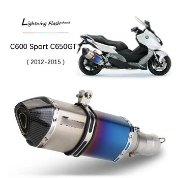 

For 2012-2015 BMW C650GT C600 Sport Exhaust Pipe Motorcycle Mid Pipe Slip On 51 mm Rear Escape with Removable DB Killer Muffler