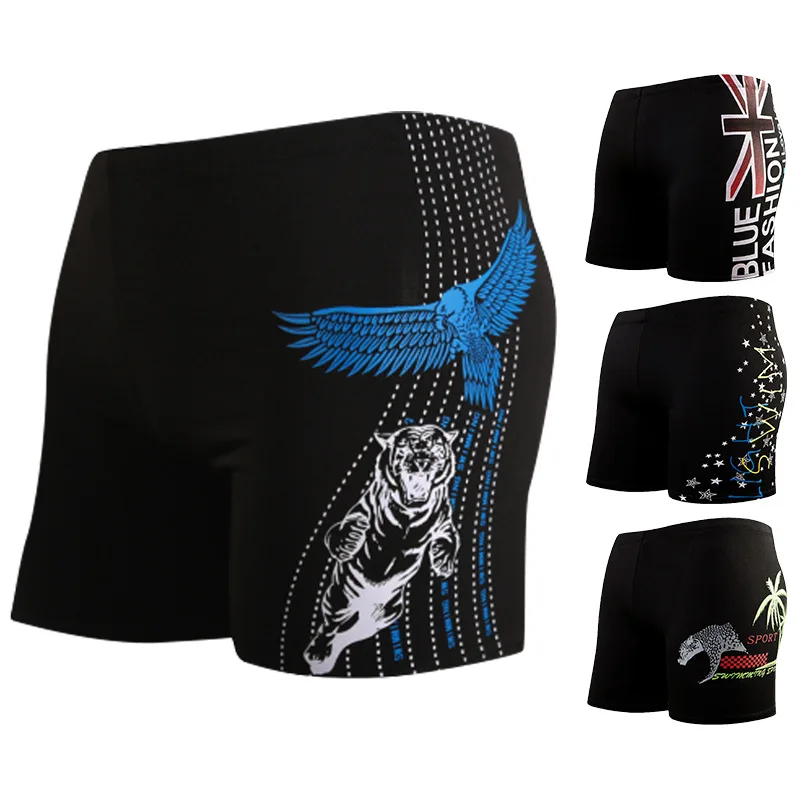 Tiger Leopard Print Men Swimwear Boxer Shorts Men's Swimming Trunks Swimsuit Male Beach Swim Surf Suit Mens Briefs Wear Black | Спорт и