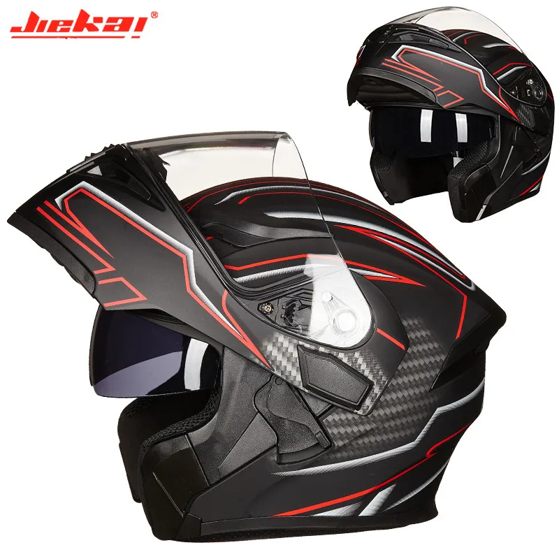 Double lens JIEKAI 902 Full Face Motorcycle helmet DOT Flip Up helmet four seasons cycle helmet Moto Racing casque safety helmet - Цвет: 6
