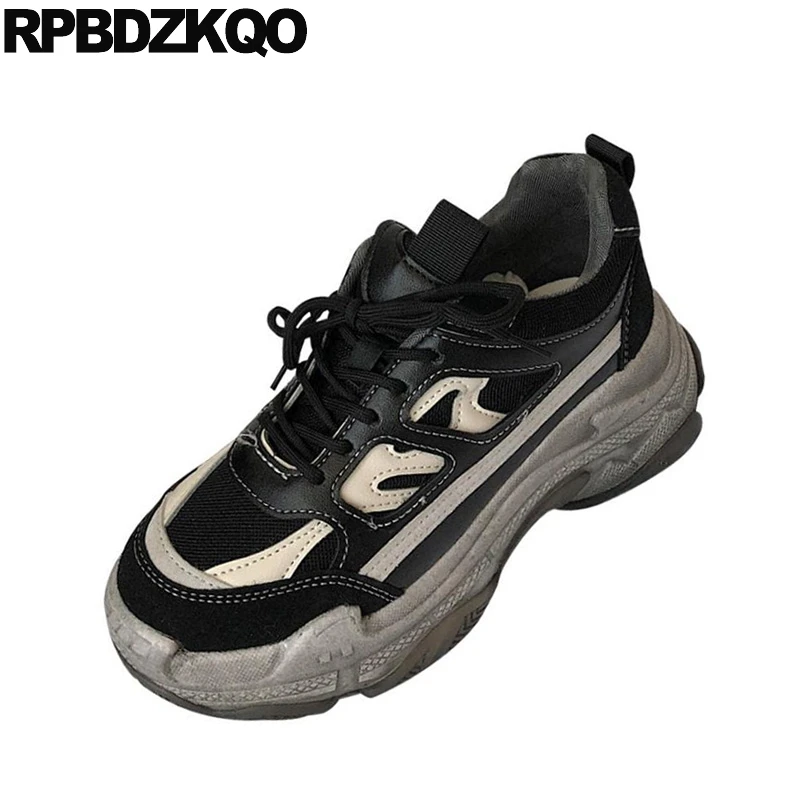 Creepers zapatos de plataforma con cuña para mujer, Zapatillas de malla poco  profundas, color gris, negro, suela gruesa, transpirables, China|Zapatos  planos de mujer| - AliExpress