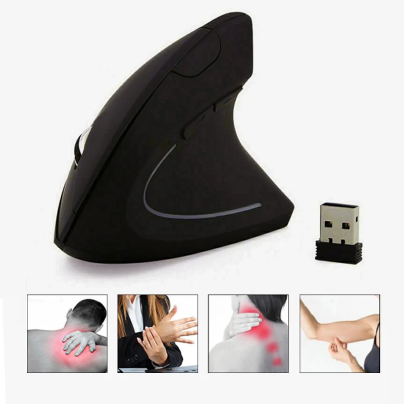 

Ergonomic Design USB Vertical Optical Mouse For PC 2.4G Wireless Vertical Ergonomic Optical Mouse 800/ 1200/ 1600DPI 6 Buttons