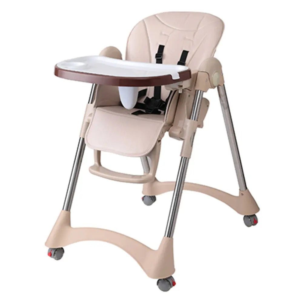 ALWAYSME портативные складные детские стульчики для кормления, детские стульчики для кормления, регулируемые складные стулья - Цвет: White With Wheel