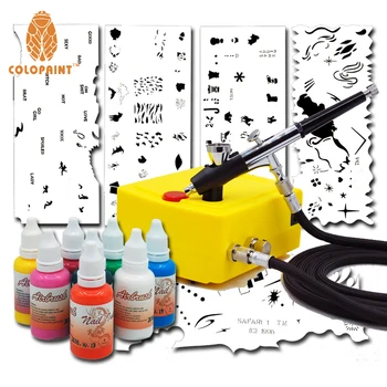 

Special Offer Nail Art Airbrush Kit with Stencil Stamp Set and 8 Nail Art Colors Ink