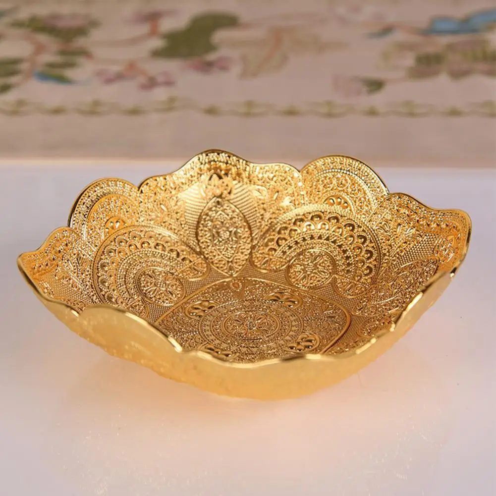 Zinc Alloy Gold Fruit Plate Clear Texture Zinc Alloy Parties Table Jewelry Earrings Necklace Dish Candy Snack Tray Home Decor