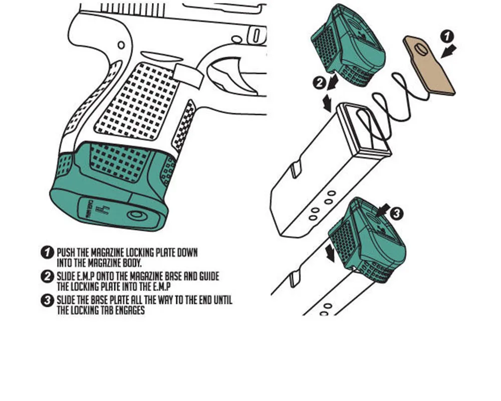 Аксессуары для тактического пистолета + 2 патрона расширения магазина Glock 43 Plus Mag