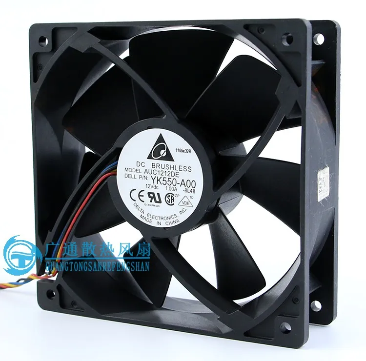 

Delta Electronics AUC1212DE 8L48 DC 12V 1.00A 120x120x38mm 4-Wire Server Cooling Fan