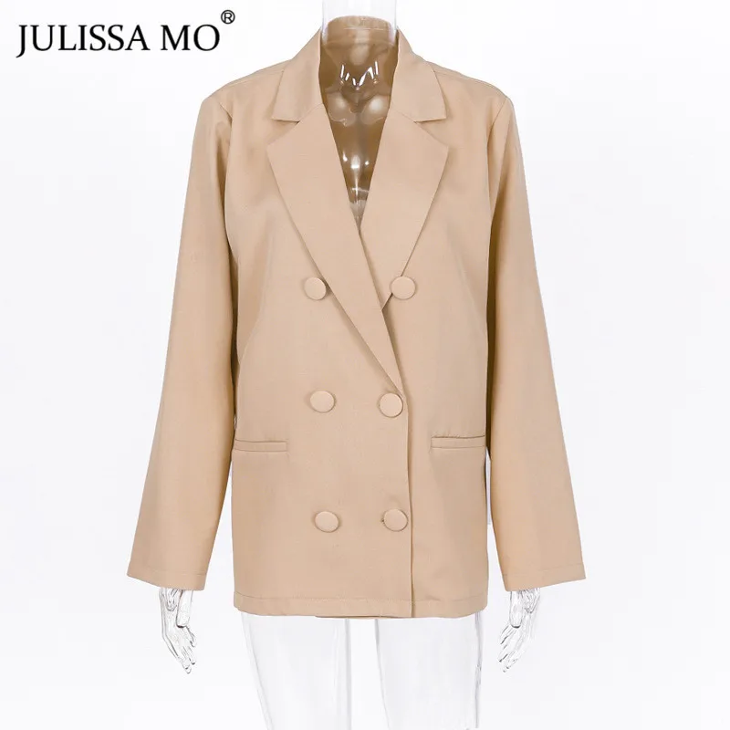 Julissa mo шикарные двубортные блейзеры и куртки женские Зимние Повседневные блейзеры с длинным рукавом офисные женские свободные пальто