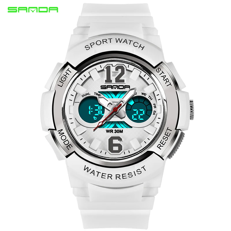 

SANDA Women Watches Fashion Sport Watch LED Digital Quartz Casual Week Clock Dual Display Wristwatch Ladies Watches 2020