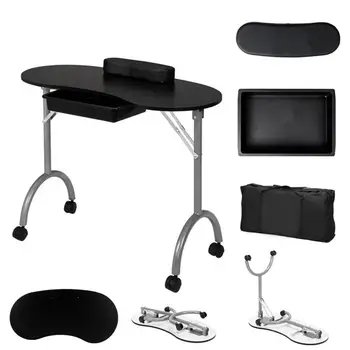 

Portable Spa Beauty Manicure Station/MDF/With Hand Pillow/Bag Black (No Pattern) ship from US drop shipping