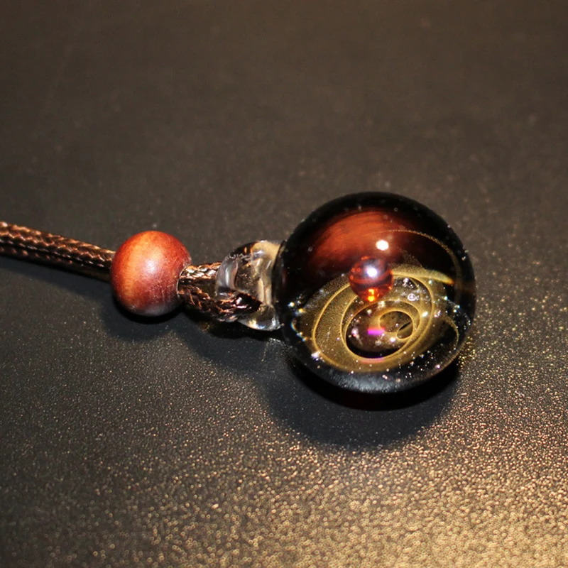 Solar System Design Necklace Universe Galaxy Nebula Space Cosmos Rope Chain Glass Bead Planets Pendant Necklace for lover Gift