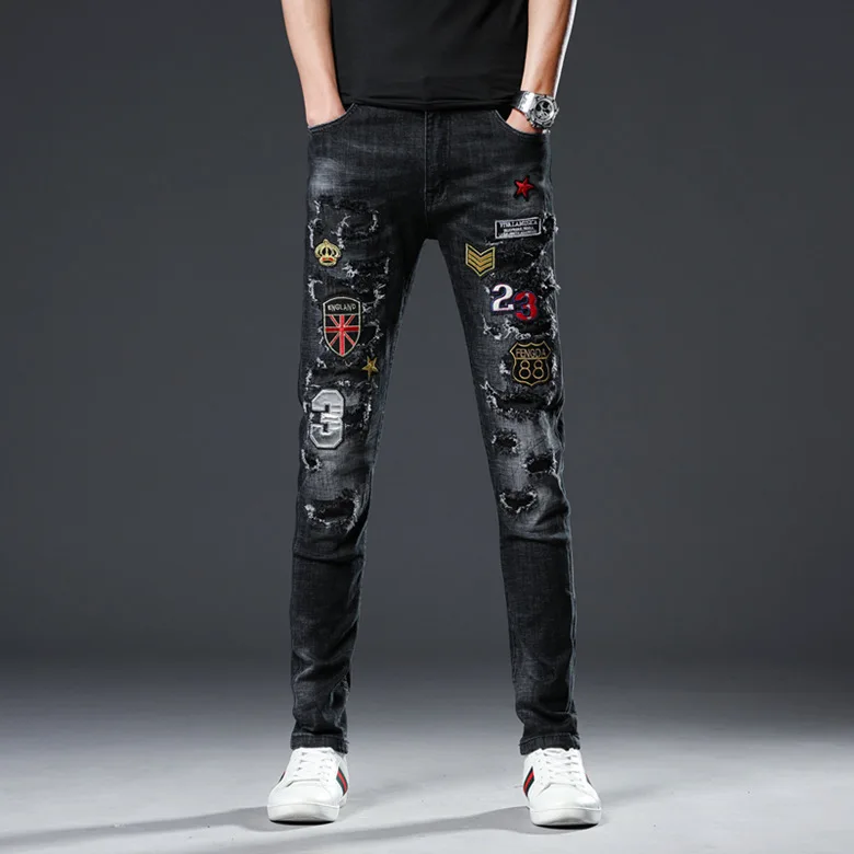 

Men's elastic mending jeans