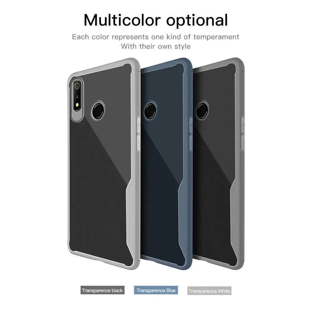 

GloryStar Ultra Slim Translucent Back Cover Non-slip Shockproof TPU Full Protective Case for OPPO realme 3 pro