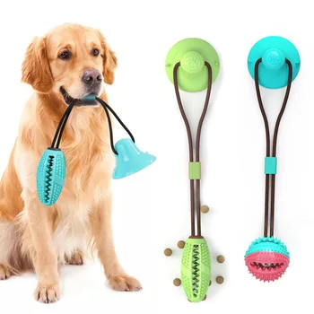 

Multifunction Dog Molar Ball Safe Elasticity TPR Soft Puppy Toy Grinding Teeth With Sucker Rubber Biting Chew Cleaning Teeth
