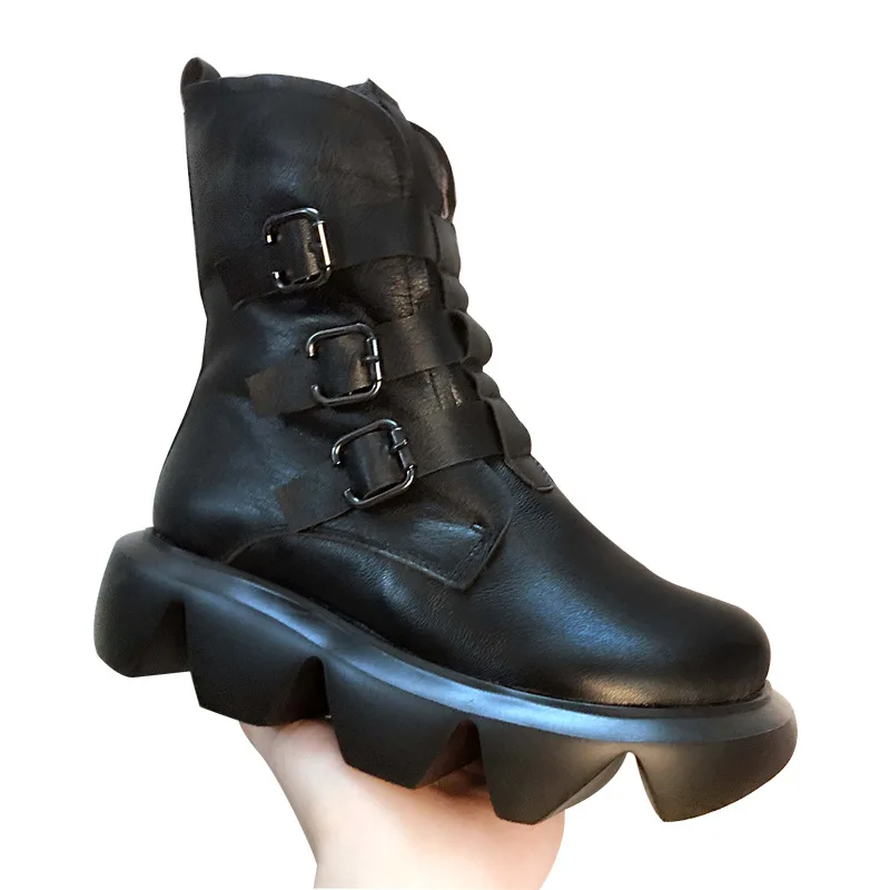 

Spring/Autumn Genuine Leather women shoes Buckle boots winter women winter boots shoes woman platform boots womens shoes