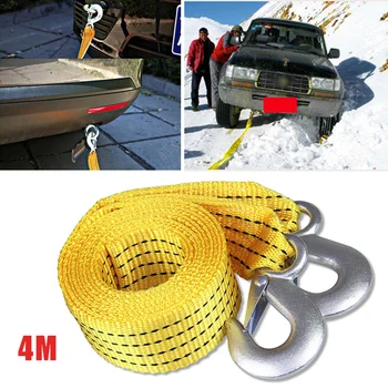 

4M Heavy Duty 5 Ton Car Tow Cable Towing Pull Rope Strap Hooks Van Road Recovery