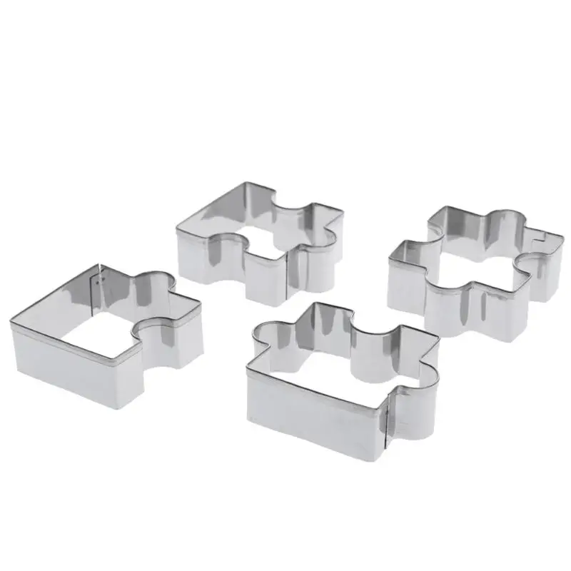 

4pcs Stainless Steel Puzzle Piece Cookie Cutter Frame Cake Mold