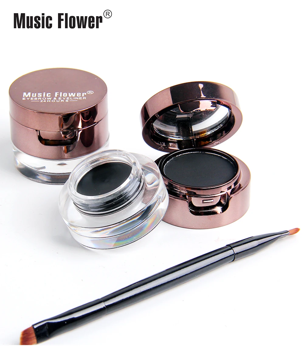 

Dropshipping Music Flower Fascinated Eyebrow&Eyeliner Cream With Brush Waterproof Eye Makeup Brown + Black 24H Long Lasting