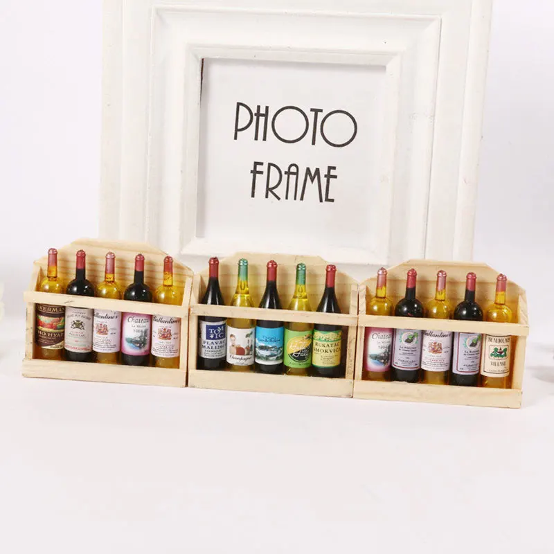 

New Wooden three-dimensional simulation of five bottles fridge magnet Creative simple manual magnetic FREE SHIPPING