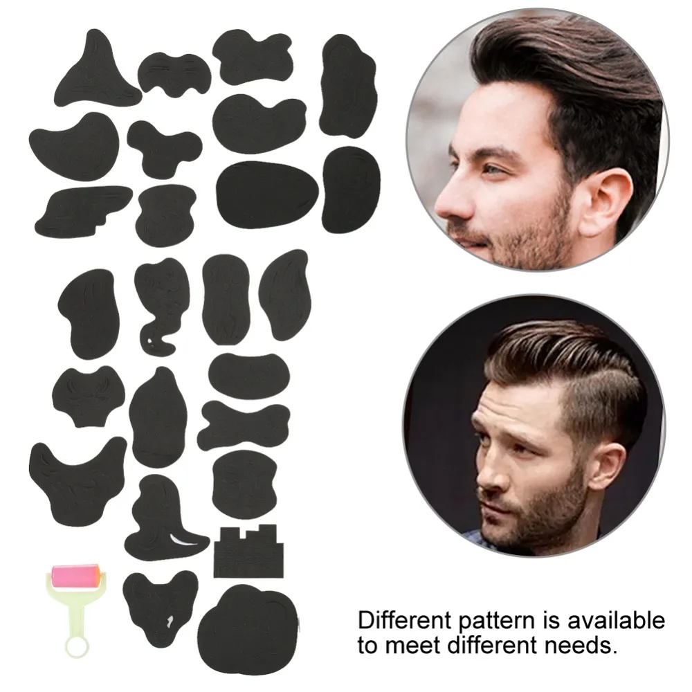 25pcs Hair Trimmer Tattoo Template Carved Coloring Pattern Stencil Tattoo Barber Salon Hair Styling Tools Tattoo Stickers Supply