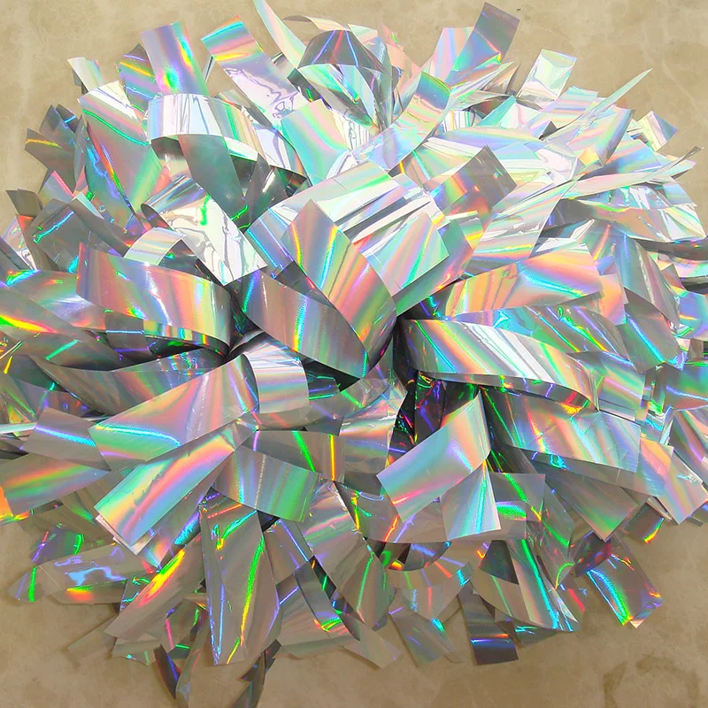 1piece,Cheerleader Pom Pom Poms, Metallic Silver, 3/4 "x 6"