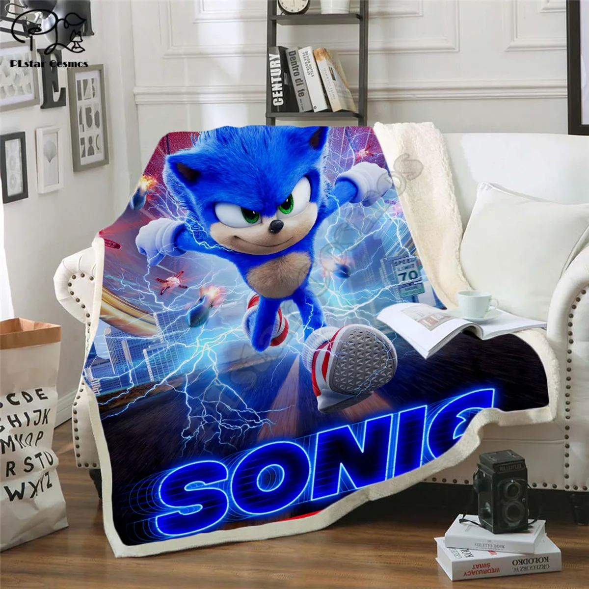 

Sonic the Hedgehog pattern Blanket 3D full printed Wearable Blanket Adults/kids Fleece Blanket drop shippng style-1