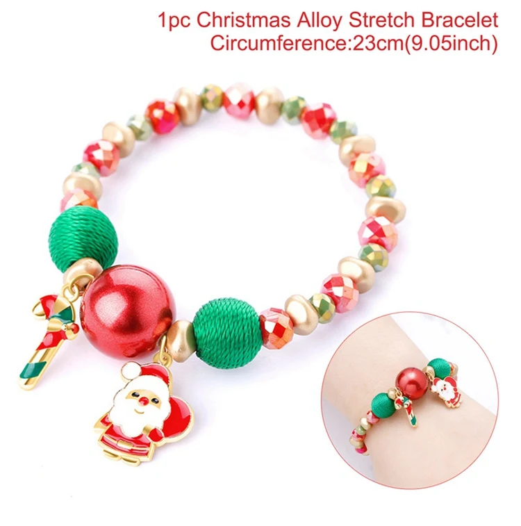 Christmas bracelet 3 PATIMATE, серьги с подвеской в виде рождественской елки Санта Клауса, Рождественское украшение для дома, Рождественский Декор Navidad, счастливый год - Цвет: Christmas bracelet 3
