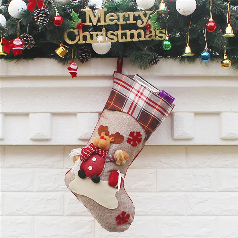 Christmas elk Рождественские чулки; носки Санта-Клауса; подарок для детей; сумка для конфет; Рождественское украшение для дома; товары для украшения рождественской елки - Color: Christmas elk