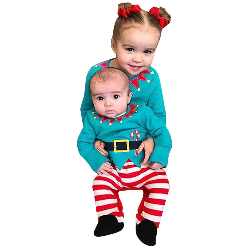 Комбинезон для новорожденных мальчиков и девочек; Рождественская одежда; комбинезон с длинными рукавами; Рождественский костюм в полоску; одежда