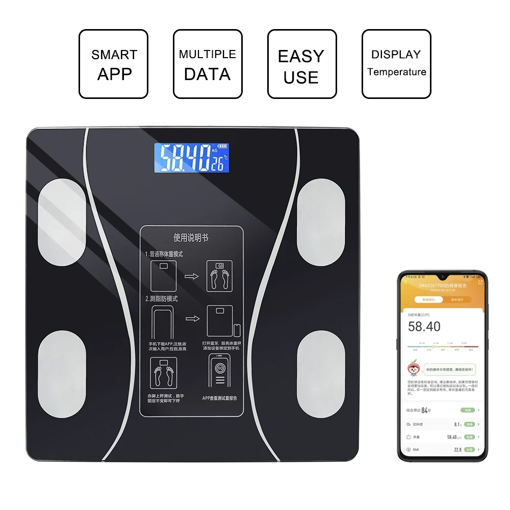 

Smart Body Scales Weighing Scales LED Digital Electronic Scale for Android/for IOS/Bluetooth Household Electronic Weight Scale