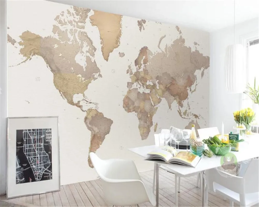 

Custom Any Size 3d Wallpaper European Simple Nostalgic World Map Background Wall Painting HD Decorative Beautiful Wallpaper