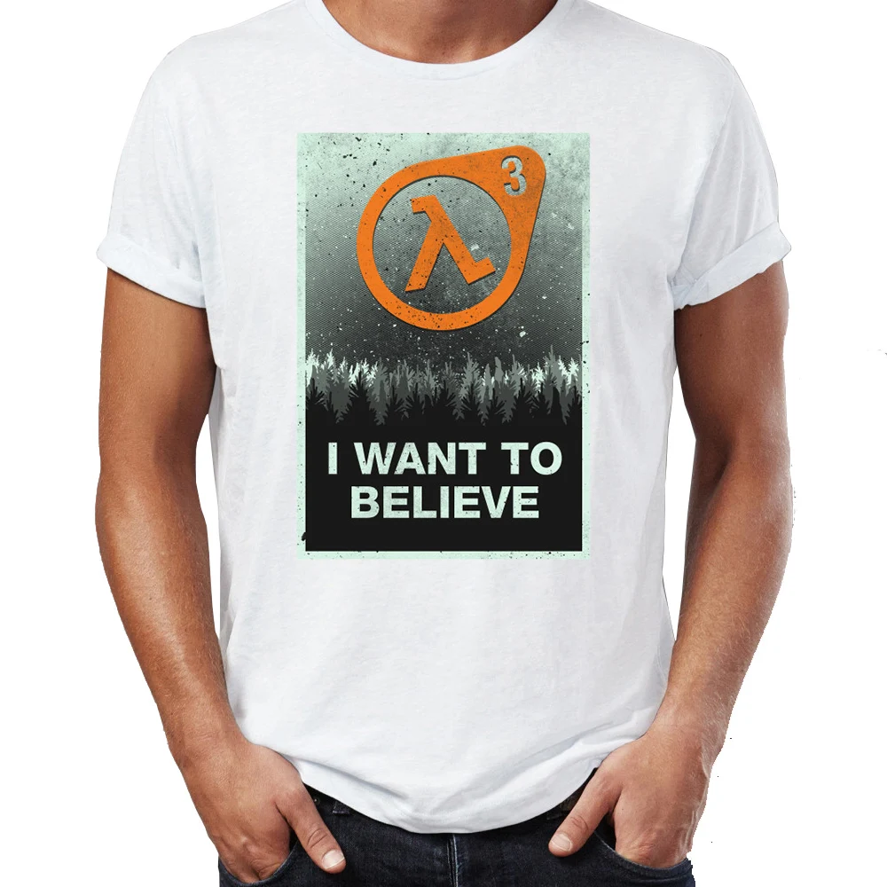 2019 Модная креативная графическая футболка с принтом Half Life 3 и надписью I Want To Believe X
