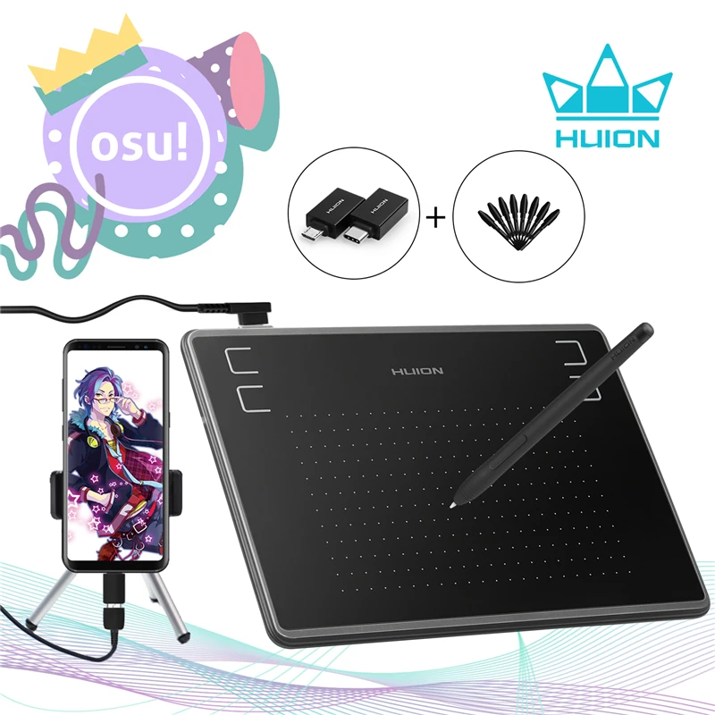 En Ligne HUION H430P dessin graphique tablettes numériques Signature stylo tablette OSU jeu tablette avec stylet sans batterie avec cadeau