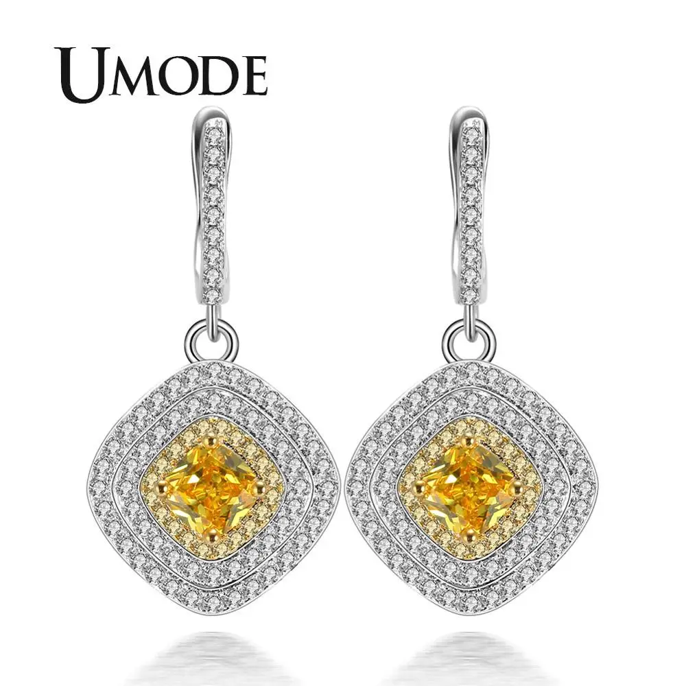UMODE, Винтажные висячие серьги для женщин, сережки серебряного цвета, роскошные длинные серьги, модное ювелирное изделие, индийские массивные серьги UE0599A