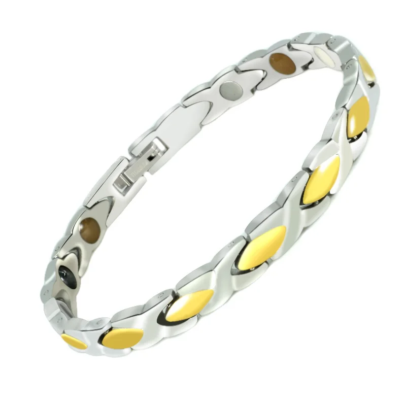 316L stainless steel Magnetic Therapy Silver gold relieve hand pain promote blood circulation Stylish men women health bracelet