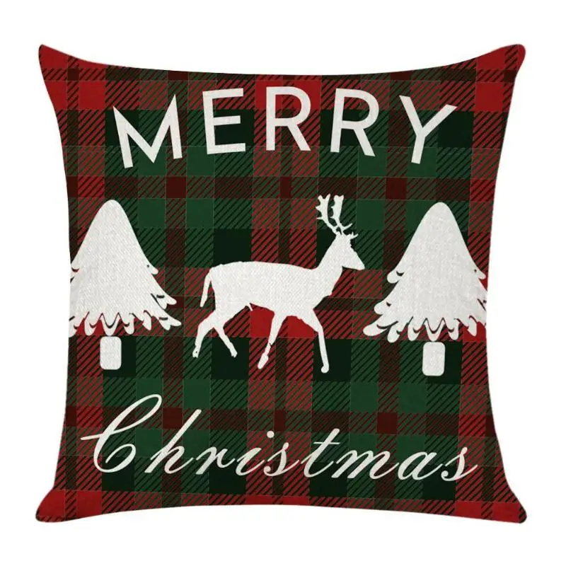 New Year Christmas Gift Santa Claus Elk Car Cushion Linen Pillow Cushion 45*45 cm Pillow Case Sofa Car Cushion Home Decor - Цвет: F