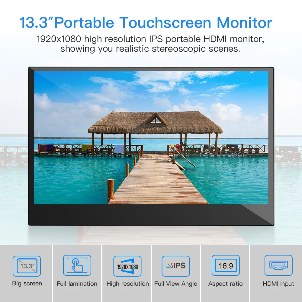 Eyoyo EM13L 13.3 ġ ޴ ġ ũ LCD  1920x1080 HDMI USB-C   ÷ PC Ʈ Xbox PS4